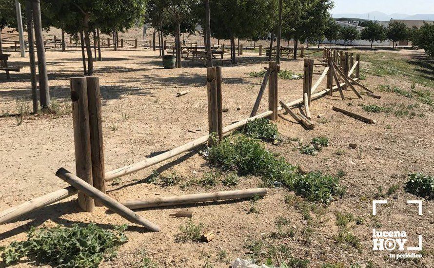Así han aparecido esta mañana las vallas de La Estación. Foto: Ayuntamiento de Lucena Así han aparecido esta mañana las vallas de La Estación. Foto: Ayuntamiento de Lucena