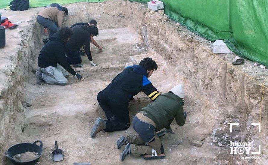Trabajos en uno de los cortes de la excavación Trabajos en uno de los cortes de la excavación