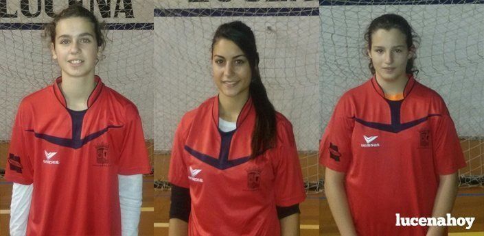 Las jugadoras del Monteros FS Ana, Cristina y María Jesús acuden a una sesión de la selección cordobesa