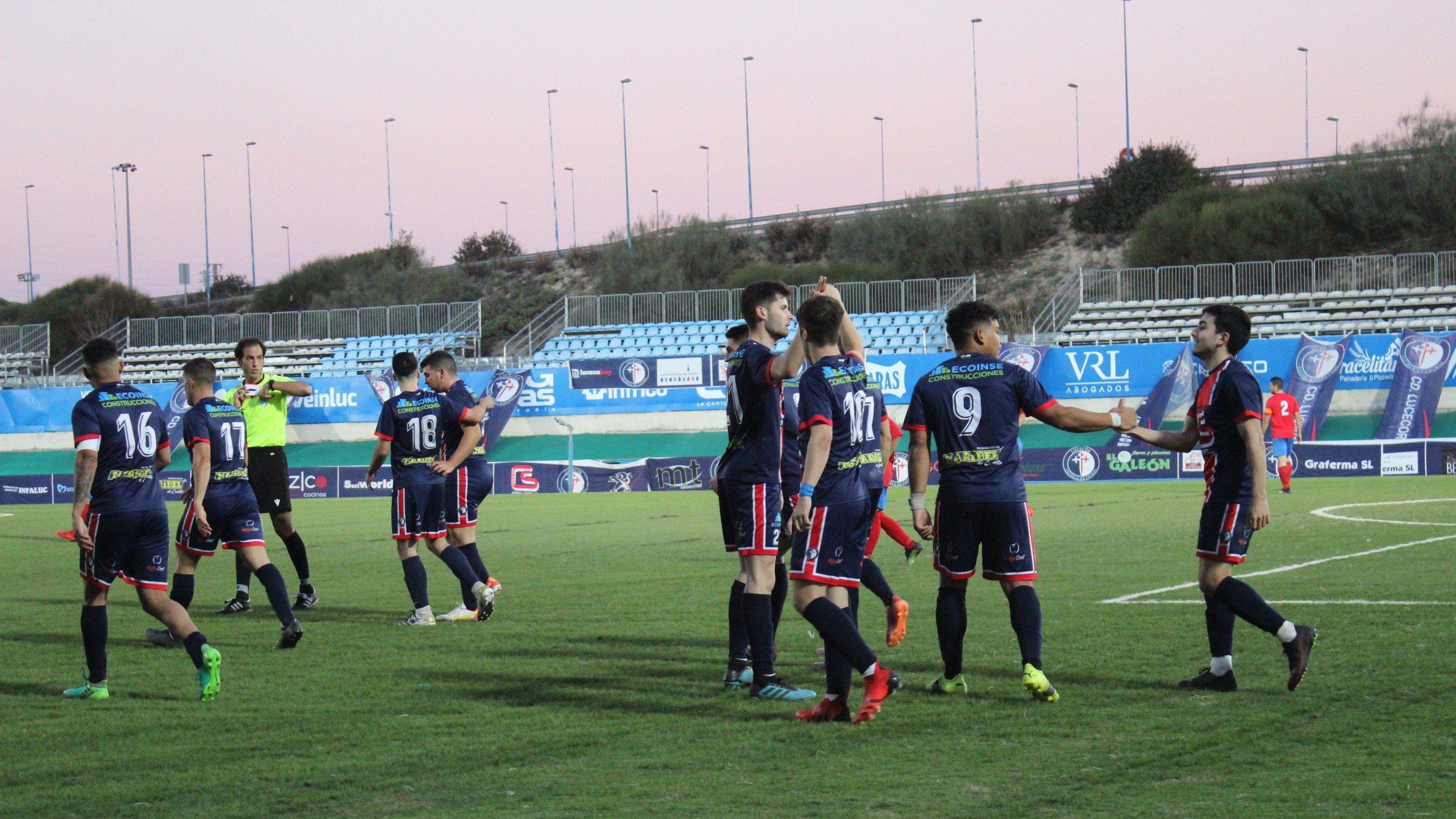 Celebración del Lucecor en su primer gol contra la UD Sur