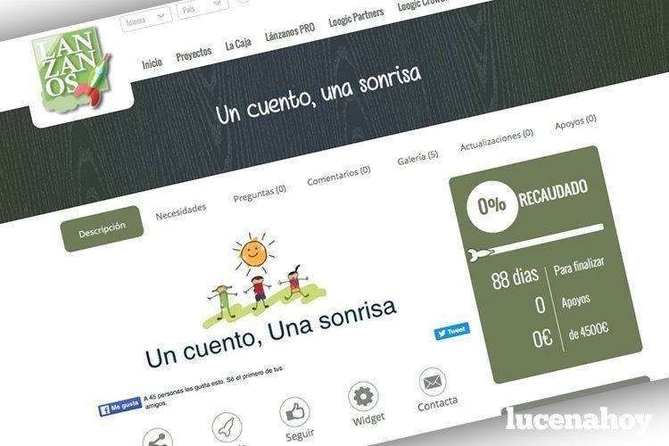 Imagen de la iniciativa "Un cuento, una sonrisa" en la web "Lánzanos" Imagen de la iniciativa "Un cuento, una sonrisa" en la web "Lánzanos"