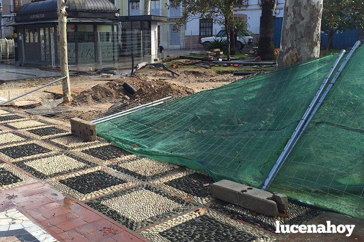 Vallas de obra derribadas por el viento en El Coso Vallas de obra derribadas por el viento en El Coso