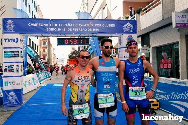 Los tres primeros clasificados de la prueba. A la izquierda, Cristóbal García Guillén. Los tres primeros clasificados de la prueba. A la izquierda, Cristóbal García Guillén.