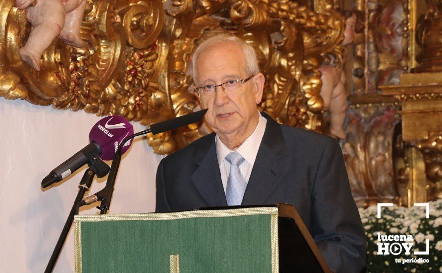 Antonio Molina Contreras durante su disertación ante la patrona de Lucena Antonio Molina Contreras durante su disertación ante la patrona de Lucena