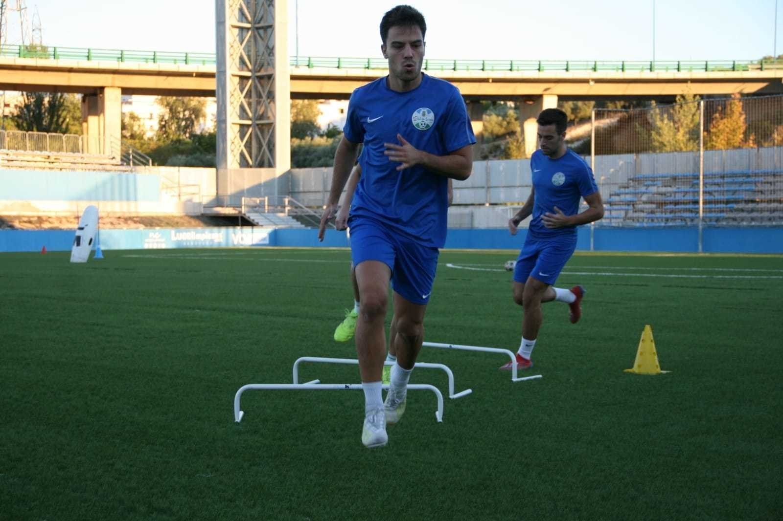 Pablo Molina durante el entrenamiento de ayer