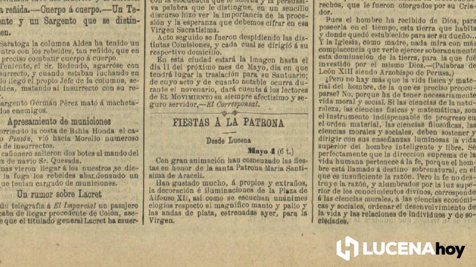  Recorte del periódico con la noticia sobre las "fiestas a la Patrona" 