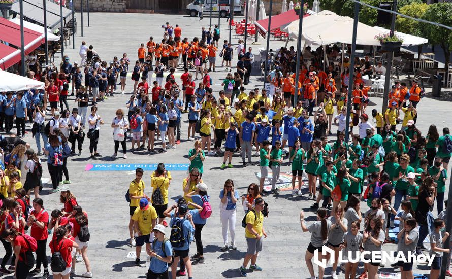 GALERÍA: Alumnos de los distintos centros educativos de Lucena celebran con una jornada lúdica en la Plaza Nueva el Día de la Paz