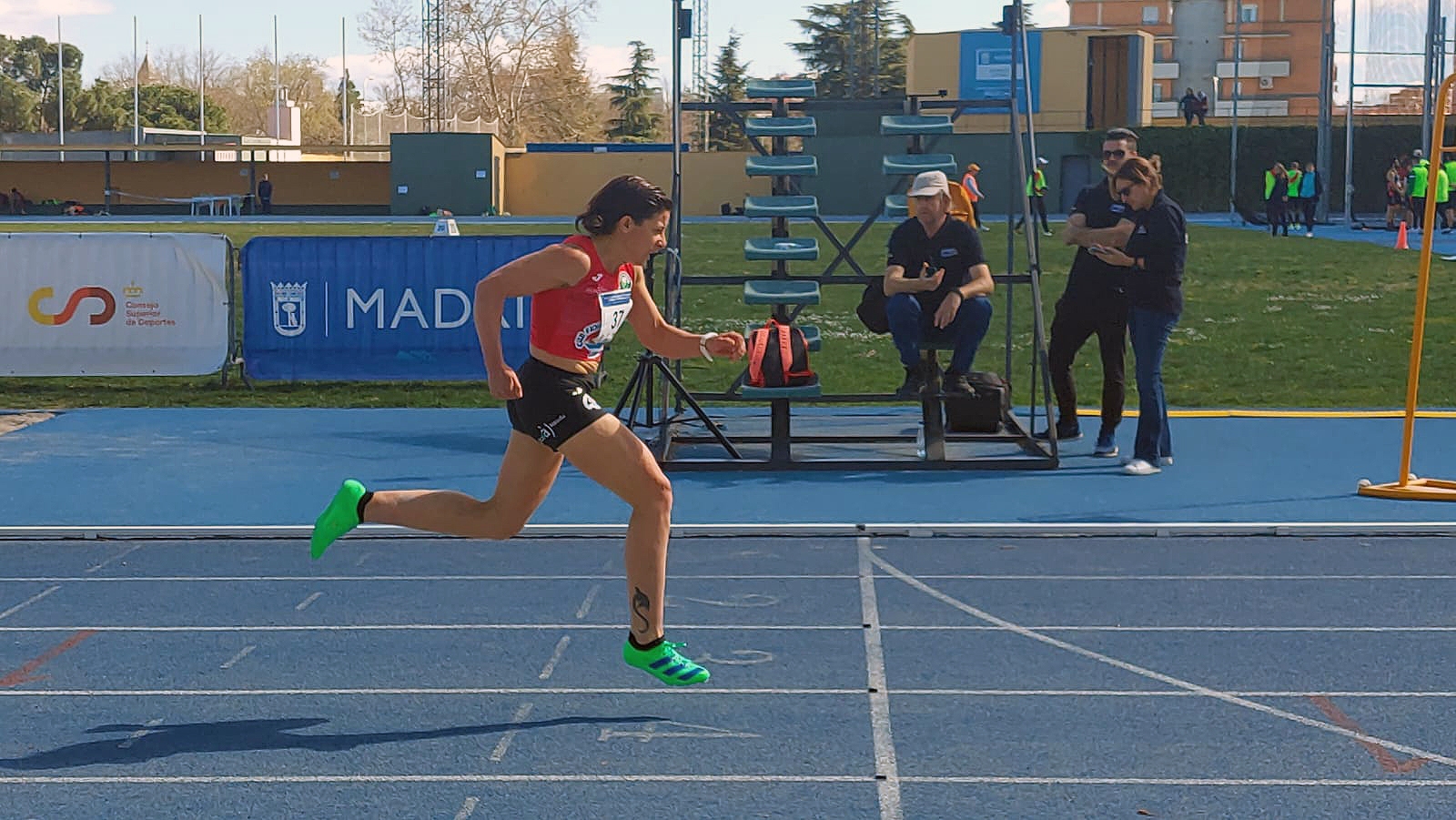 Mari Carmen Pino durante una de las pruebas de velocidad en las que tomó parte