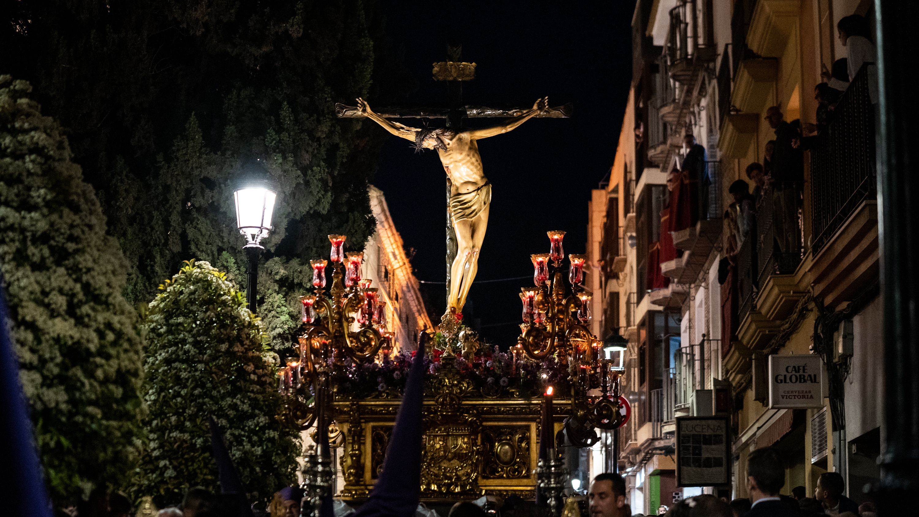 Una imagen del Cristo de la Sangre en su estación penitencial del pasado Jueves Santo