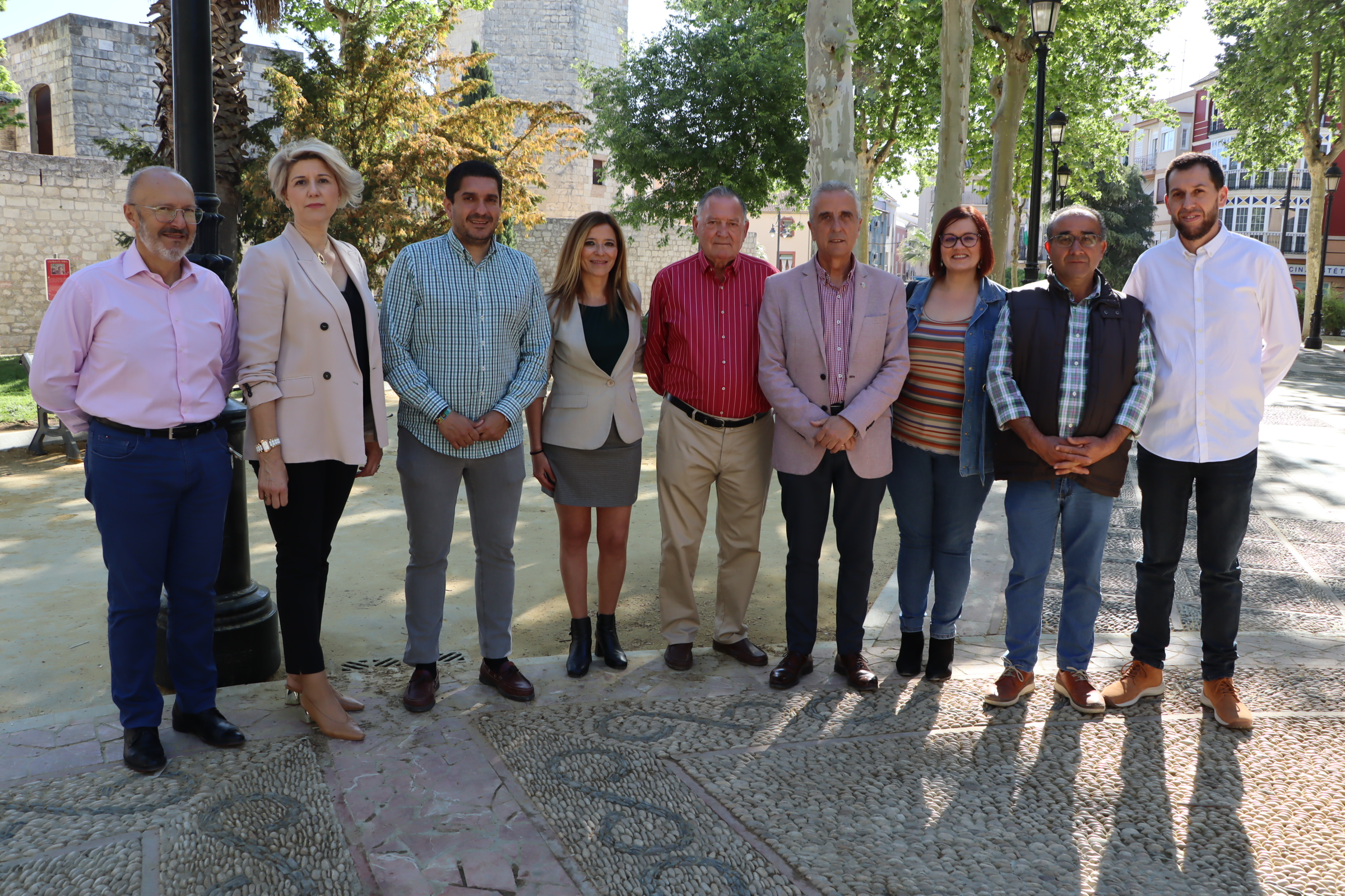 Miembros de la candidatura del PSOE esta mañana en el Paseo del Coso