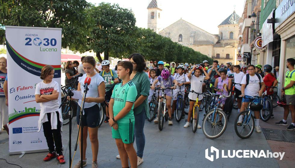 GALERÍA: Unos 150 escolares conmemoran con una marcha urbana en bicicleta el Día Mundial sin Coche en Lucena