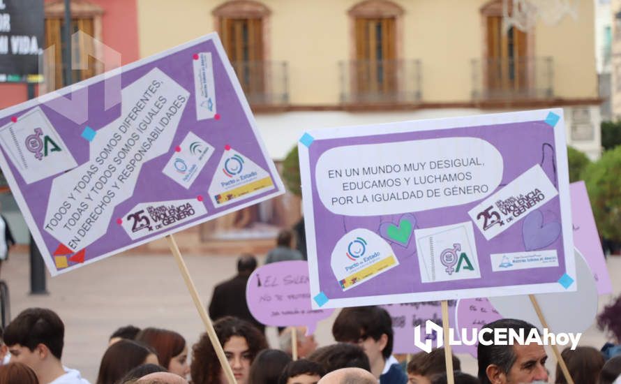 GALERÍA / 25N: Rosas blancas y mensajes escolares para decir un "no" rotundo a la violencia de género en Lucena GALERÍA / 25N: Rosas blancas y mensajes escolares para decir un "no" rotundo a la violencia de género en Lucena