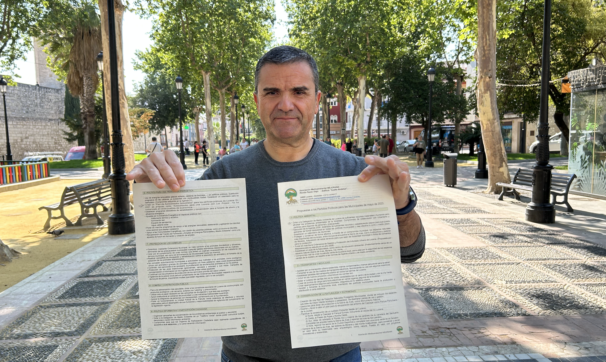 El presidente de Mejorana, José Antonio Ranchal, esta mañana en el Paseo del Coso