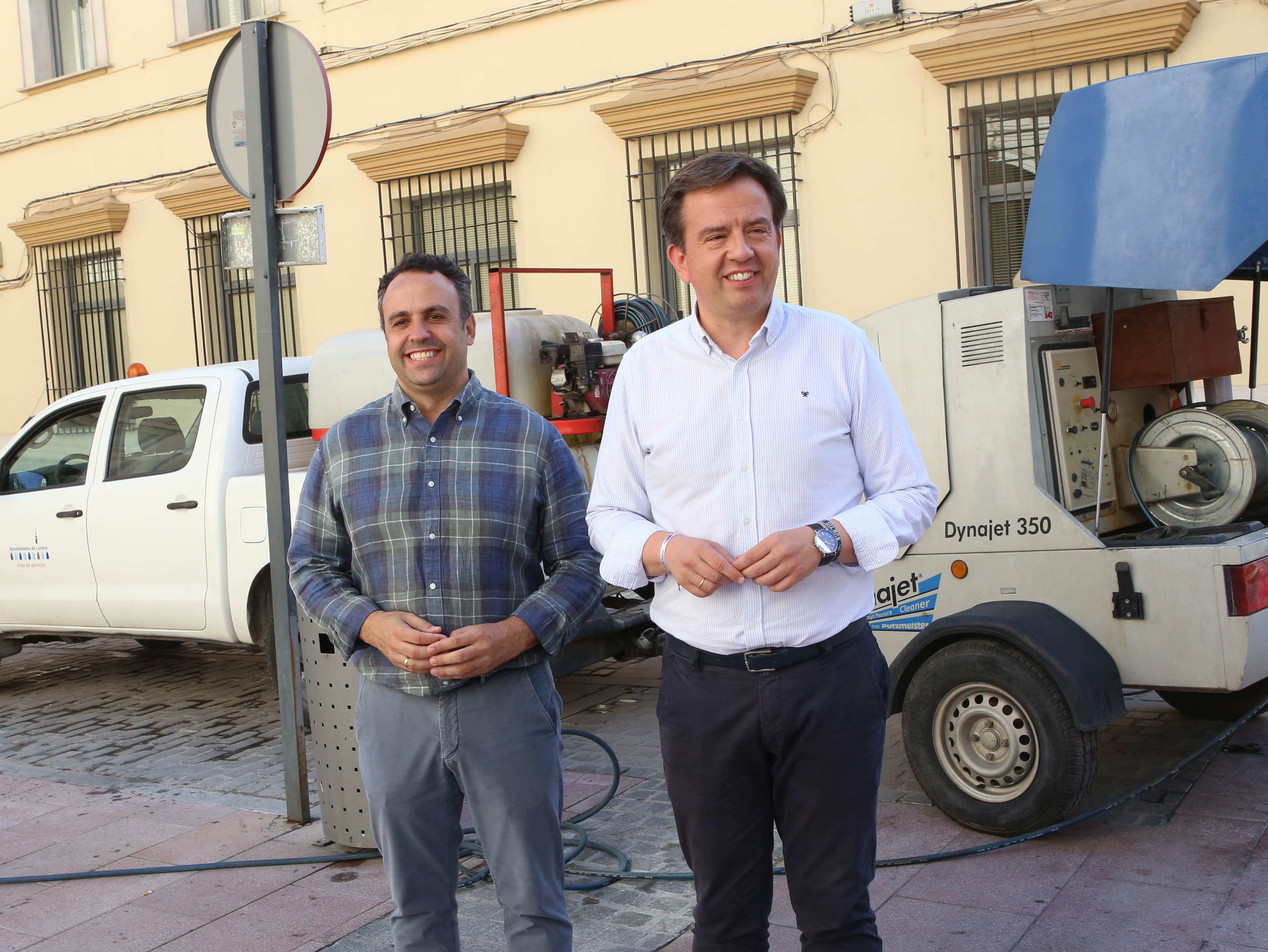Javier Pineda y Aurelio Fernández, esta mañana ante los medios de comunicación