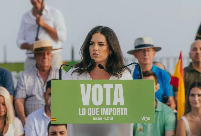 Pepa Millán en un mitin de Vox durante la pasada campaña electoral