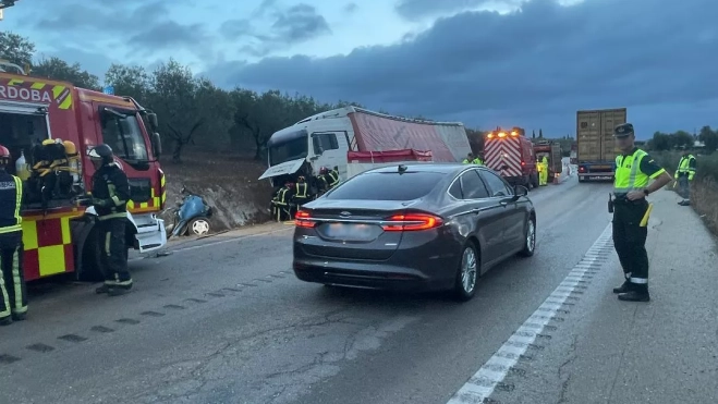Una imagen del lugar del accidente. Foto: Cedida PUENTE GENIL OK Una imagen del lugar del accidente. Foto: Cedida PUENTE GENIL OK
