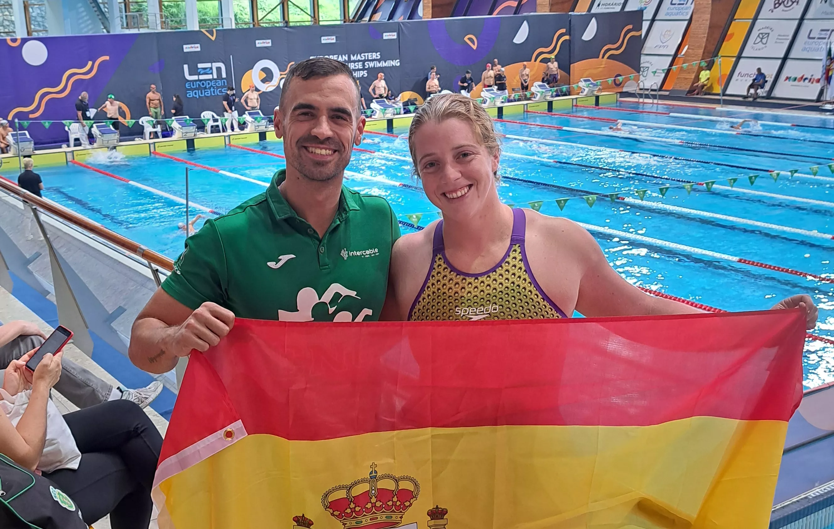 Cristian Gómez y Elia María Cuenca en el Campeonato Europeo de Natación celebrado en la Isla de Madeira