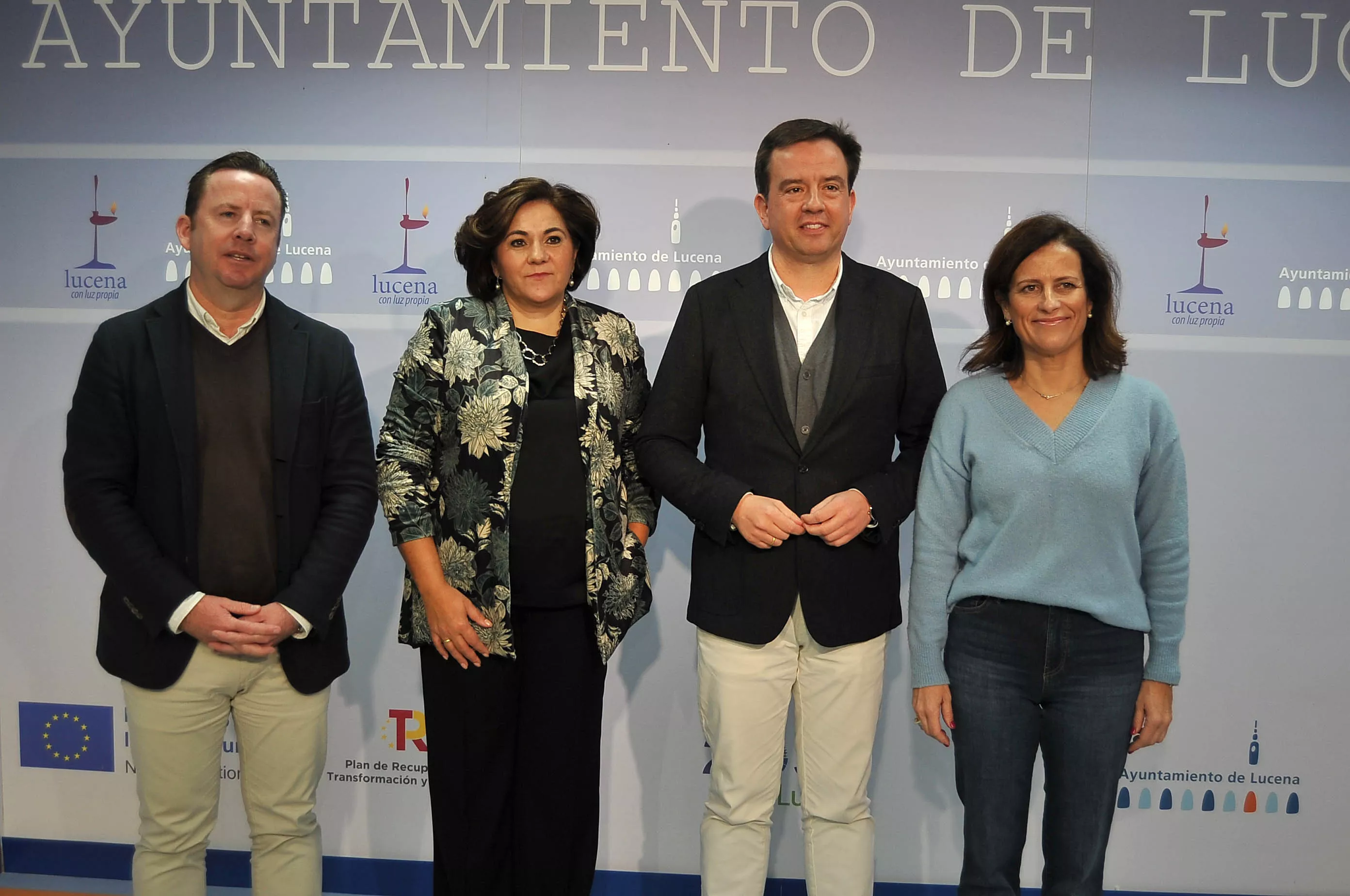 Aurelio Fernández junto a María de la O Redondo, Míriam Ortiz y Francis Aguilar en la rueda de prensa de presentación de los presupuestos 2024