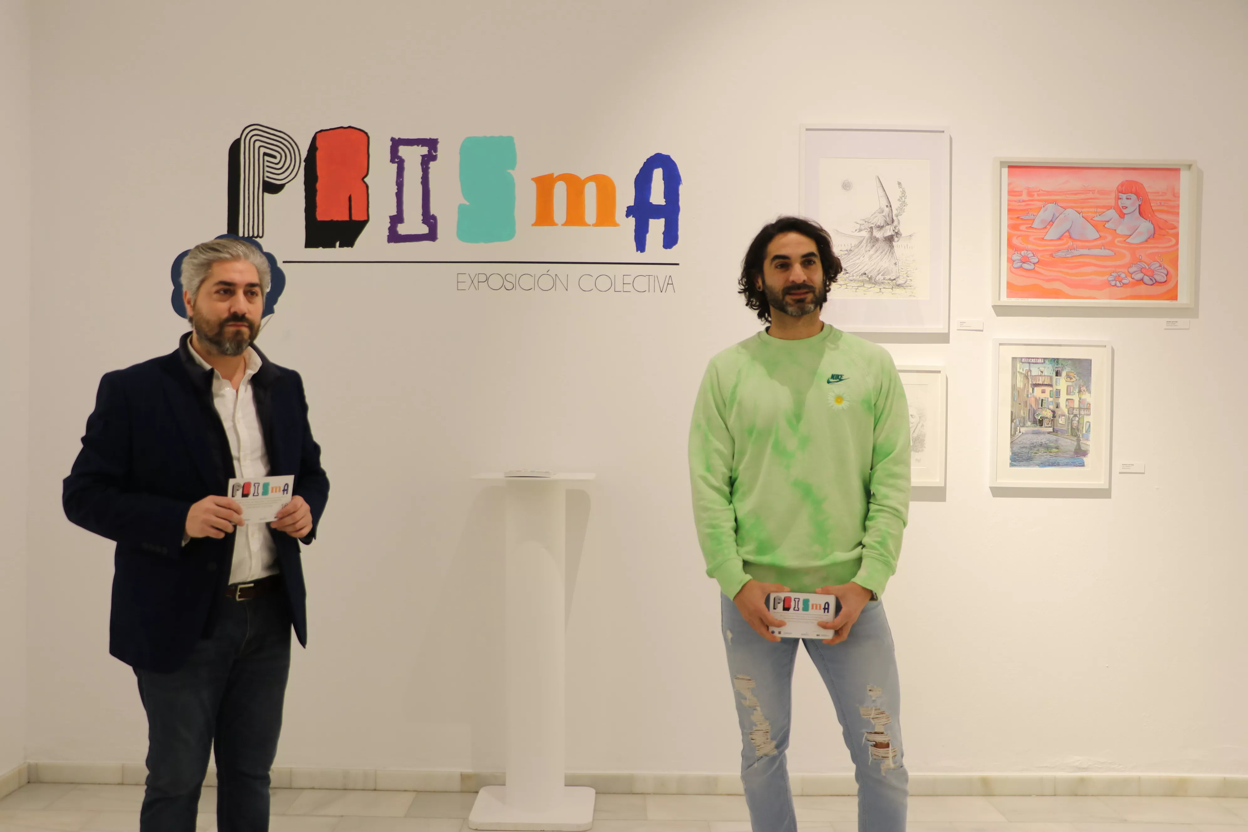Francisco Barbancho y Jorge Torres durante la presentación de la exposición colectiva "Prisma"