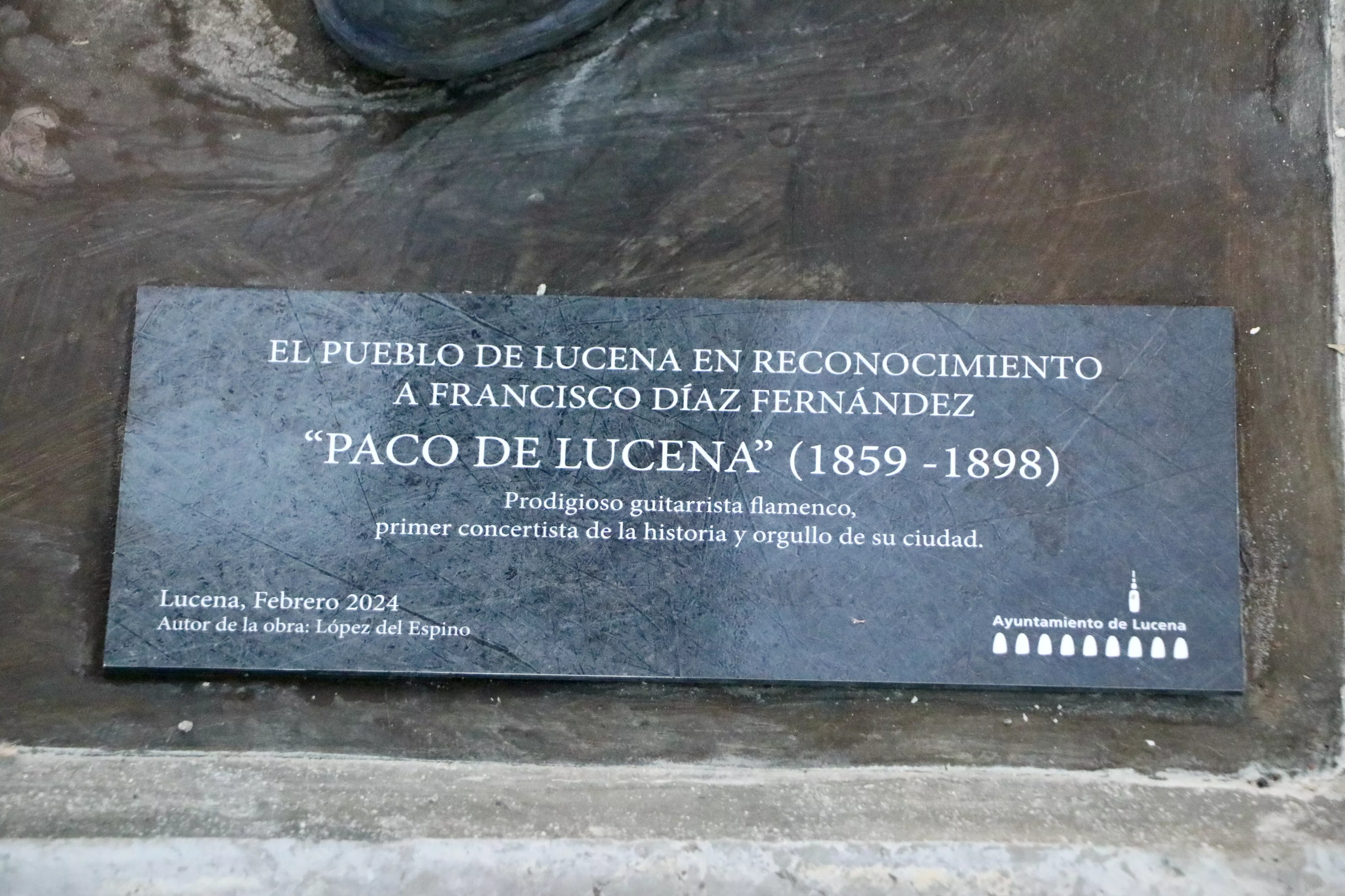 Inauguración de la escultura a Paco de Lucena