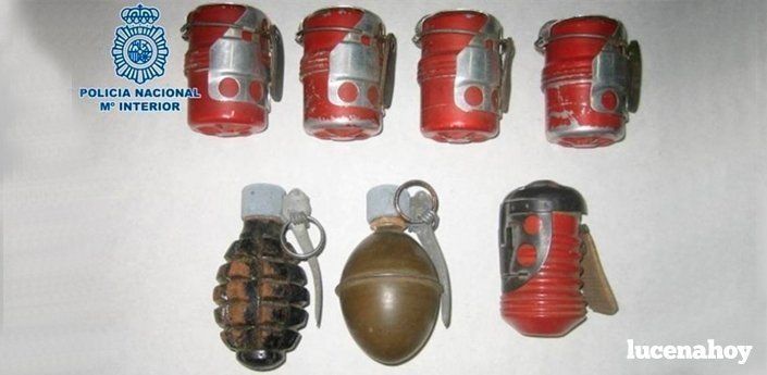  Efectivos de la comisaría de policía nacional retiran en Cabra siete granadas de mano de la Guerra Civil 