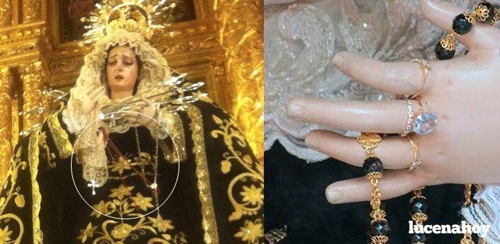  Roban a la Virgen de los Dolores Servitas cinco anillos mientras estaba expuesta en San Mateo 