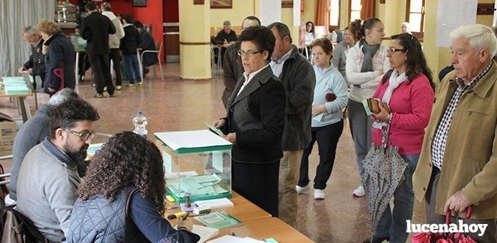  El PSOE gana las autonómicas en Lucena con 6,3 puntos sobre el PP, que pierde 2.844 votos respecto a 2012 