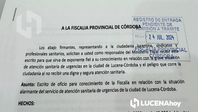 Escrito presentado ante la fiscalía por las plataformas y sindicatos sanitarios Escrito presentado ante la fiscalía por las plataformas y sindicatos sanitarios