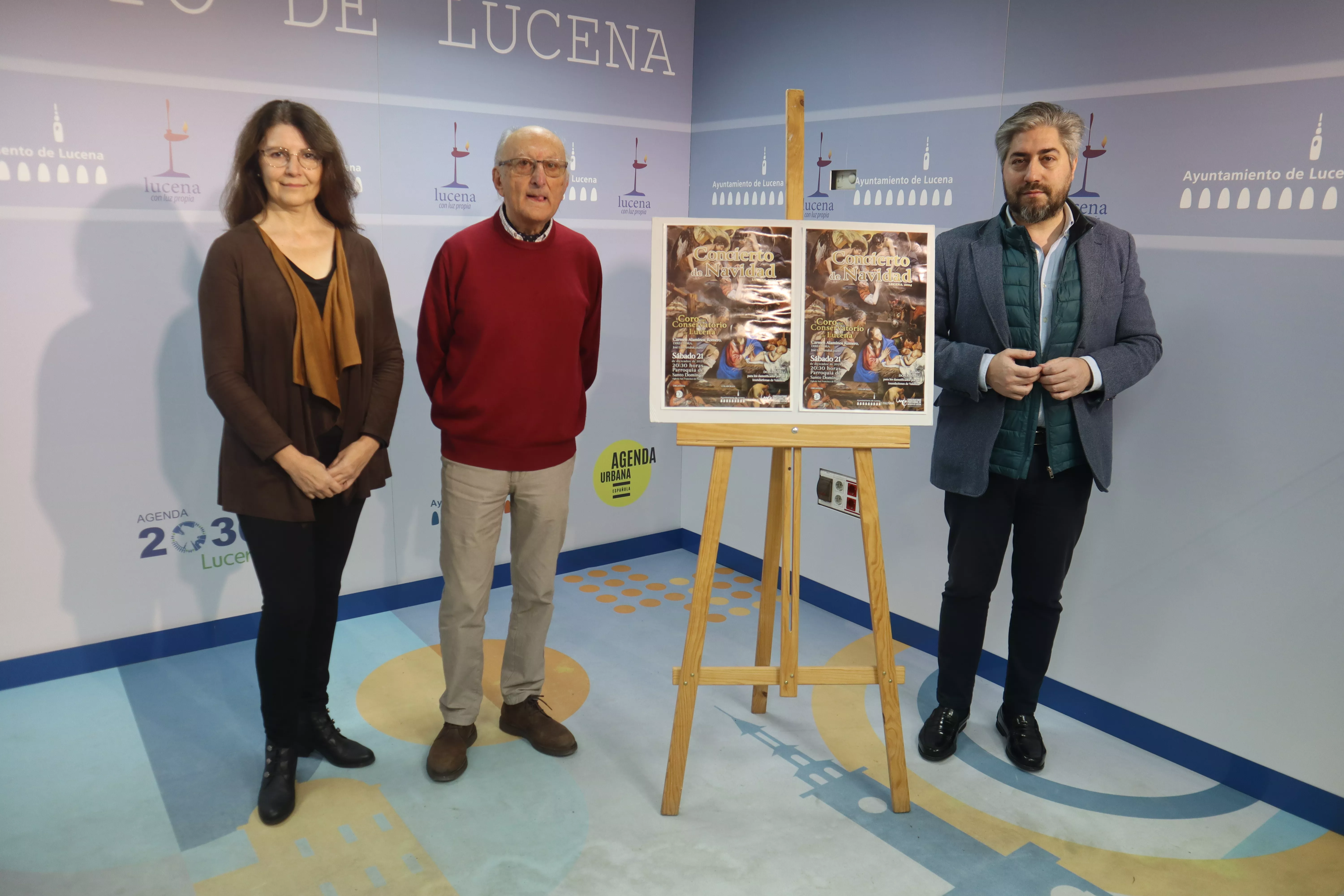 Carmen Alaminos, Fernando Chicano y Francisco Barbancho durante la presentación del concierto