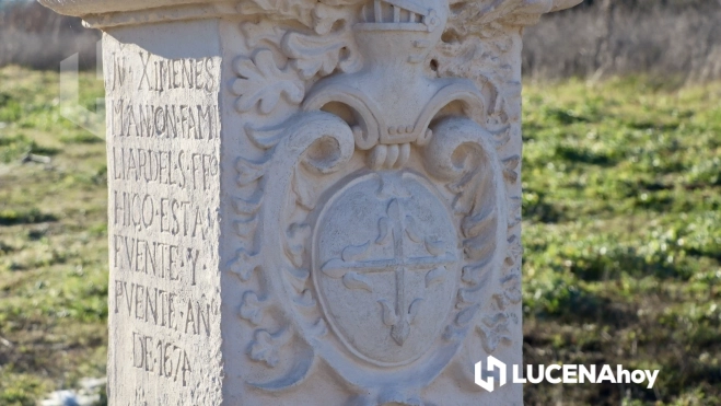 Detalle de la réplica del pilar colocada en el abrevadero del Cortijo Grande del Duque Detalle de la réplica del pilar colocada en el abrevadero del Cortijo Grande del Duque