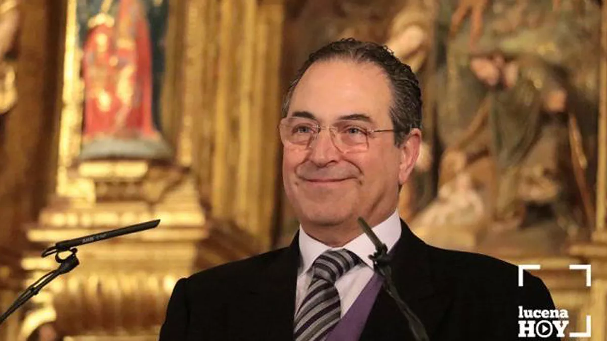 José Luis Roldán del Valle durante su pregón de la Semana Santa de Lucena en 2018