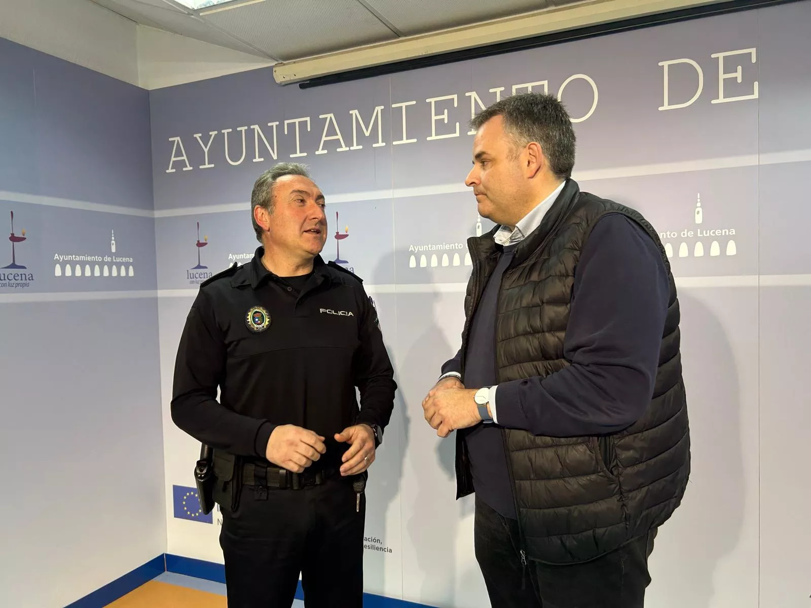 José Pino y Ángel Novillo durante la rueda de prensa para presentar el plan de seguridad de la Semana Santa