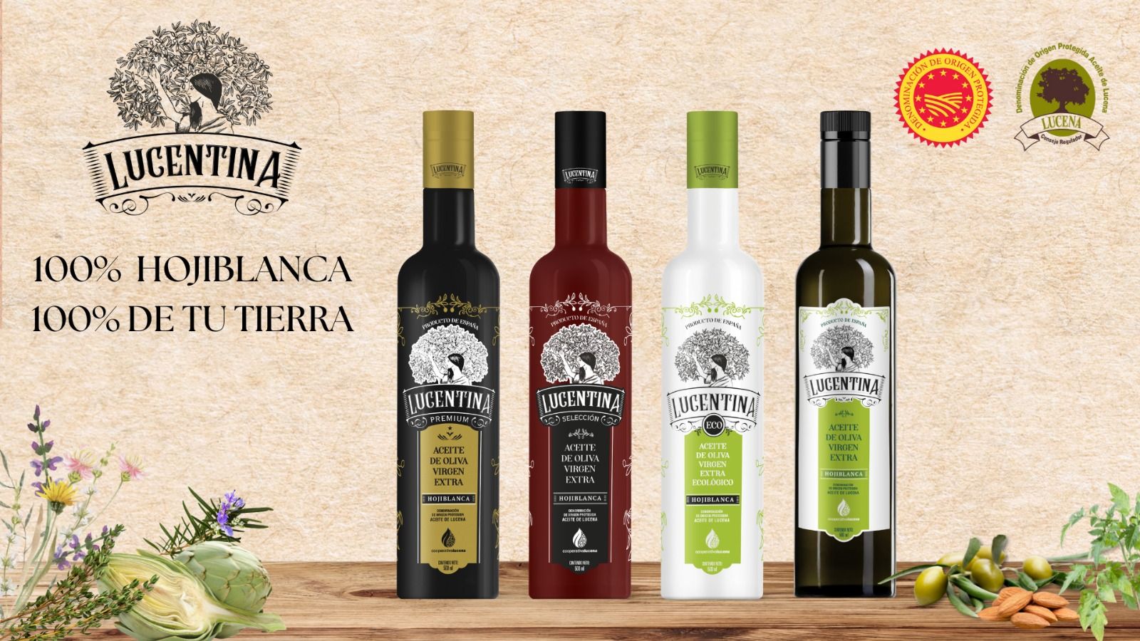 La gama de AOVES de calidad de la marca Lucentina, elaborados por Cooperativa Lucena