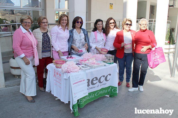  Voluntarias de la AECC en la mesa informativa instalada en la Plaza Nueva 