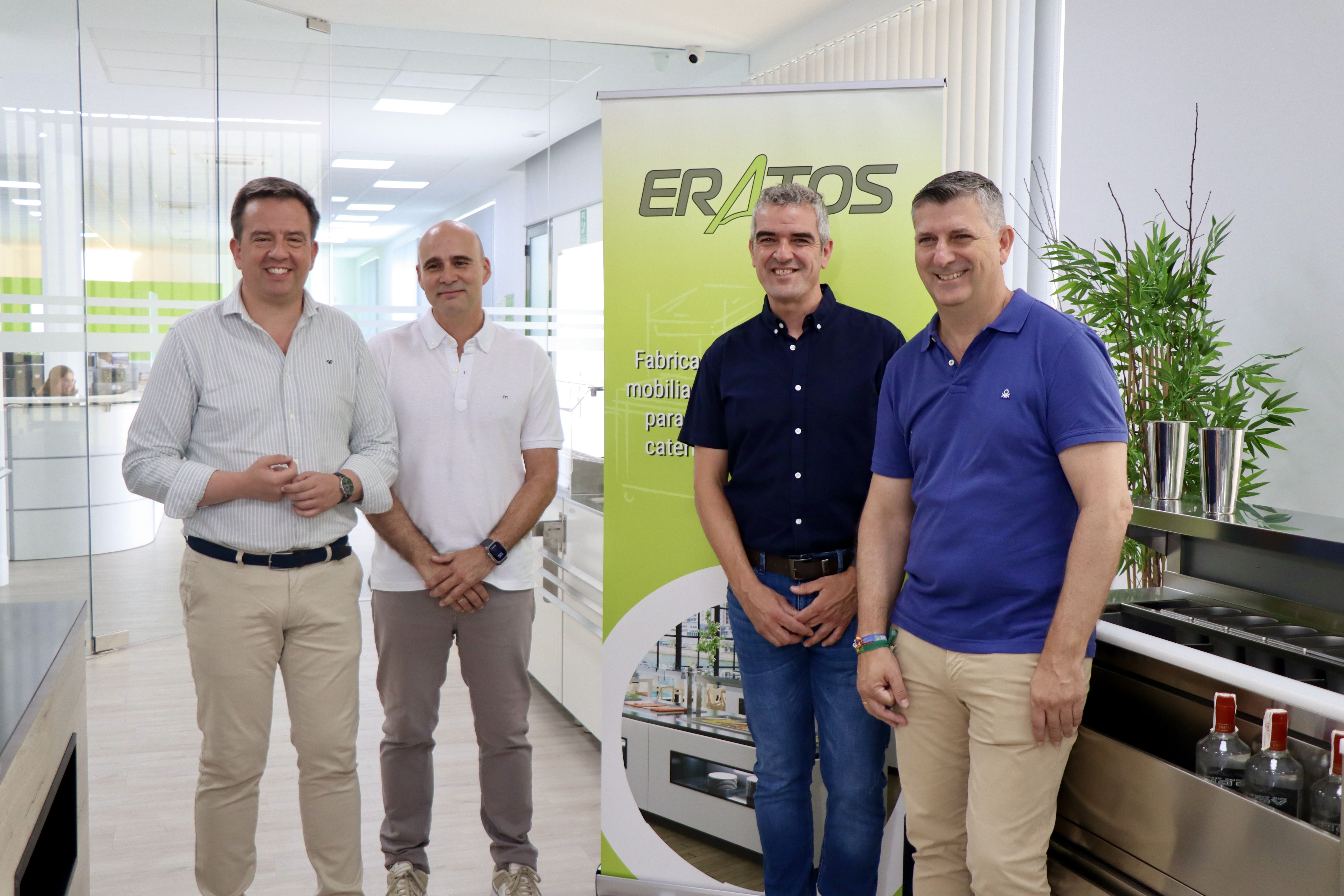 Los propietarios de la firma lucentina Eratos junto al alcalde de Lucena y presidente de GDR, Aurelio Fernández y el delegado territorial, Francisco Acosta