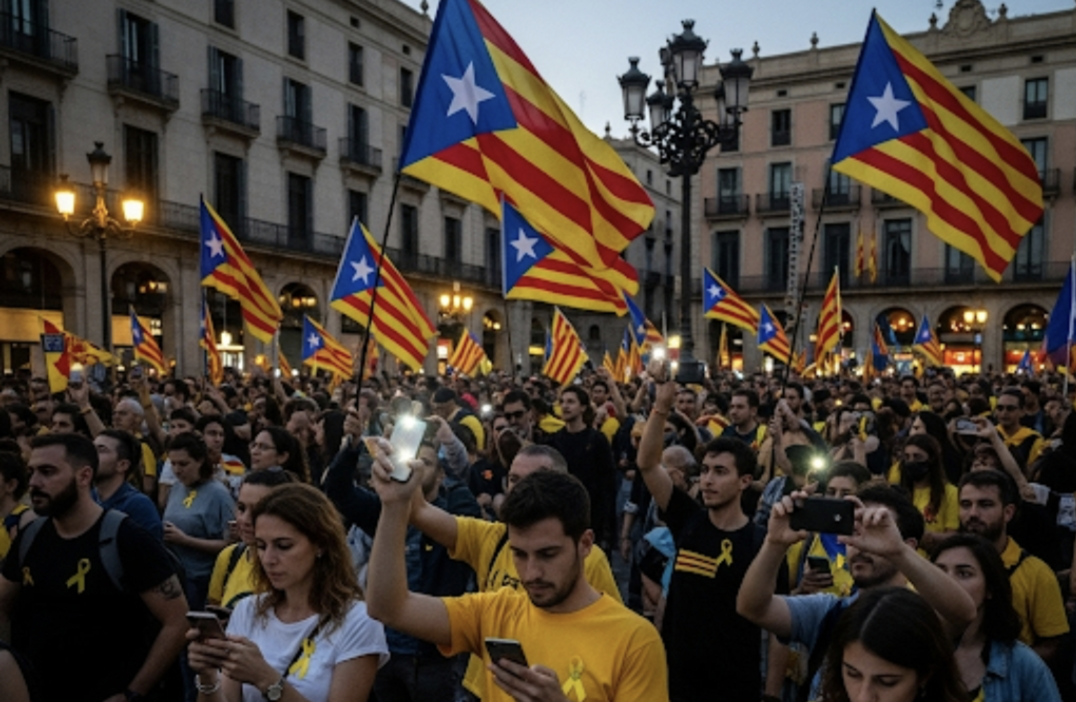 Movilizaciones en Cataluña. Imagen creada por IA