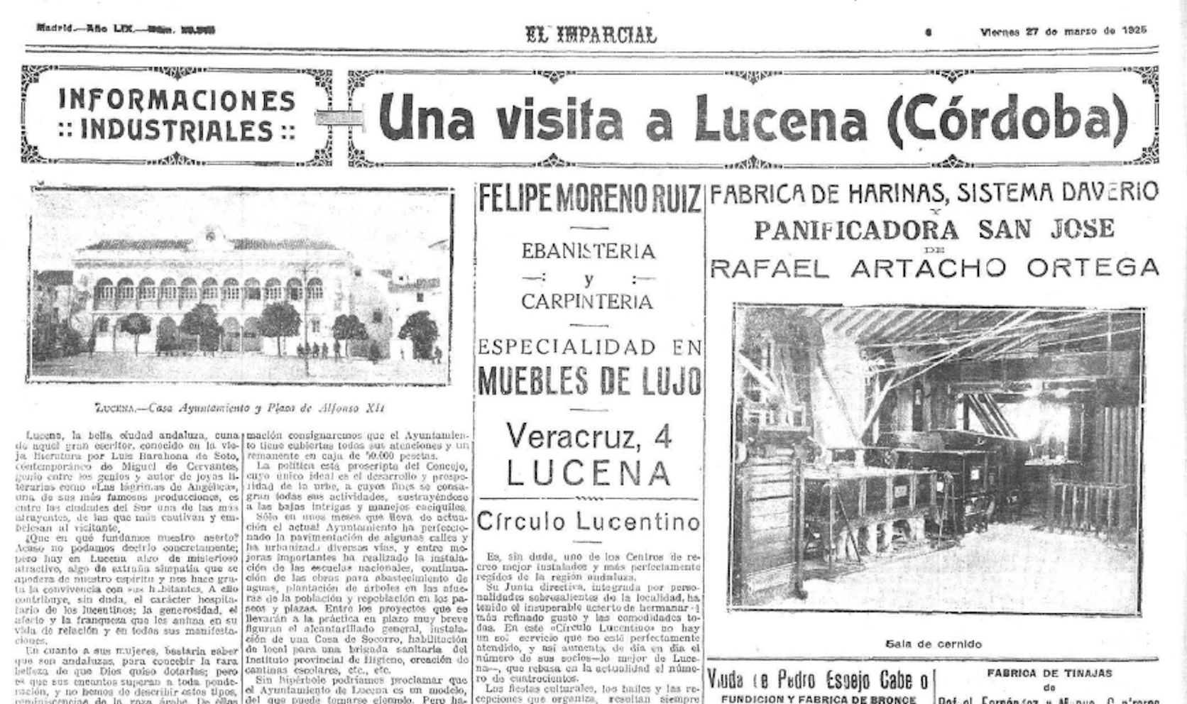 Portada de las páginas dedicadas a Lucena en 'El Imparcial' en 1925