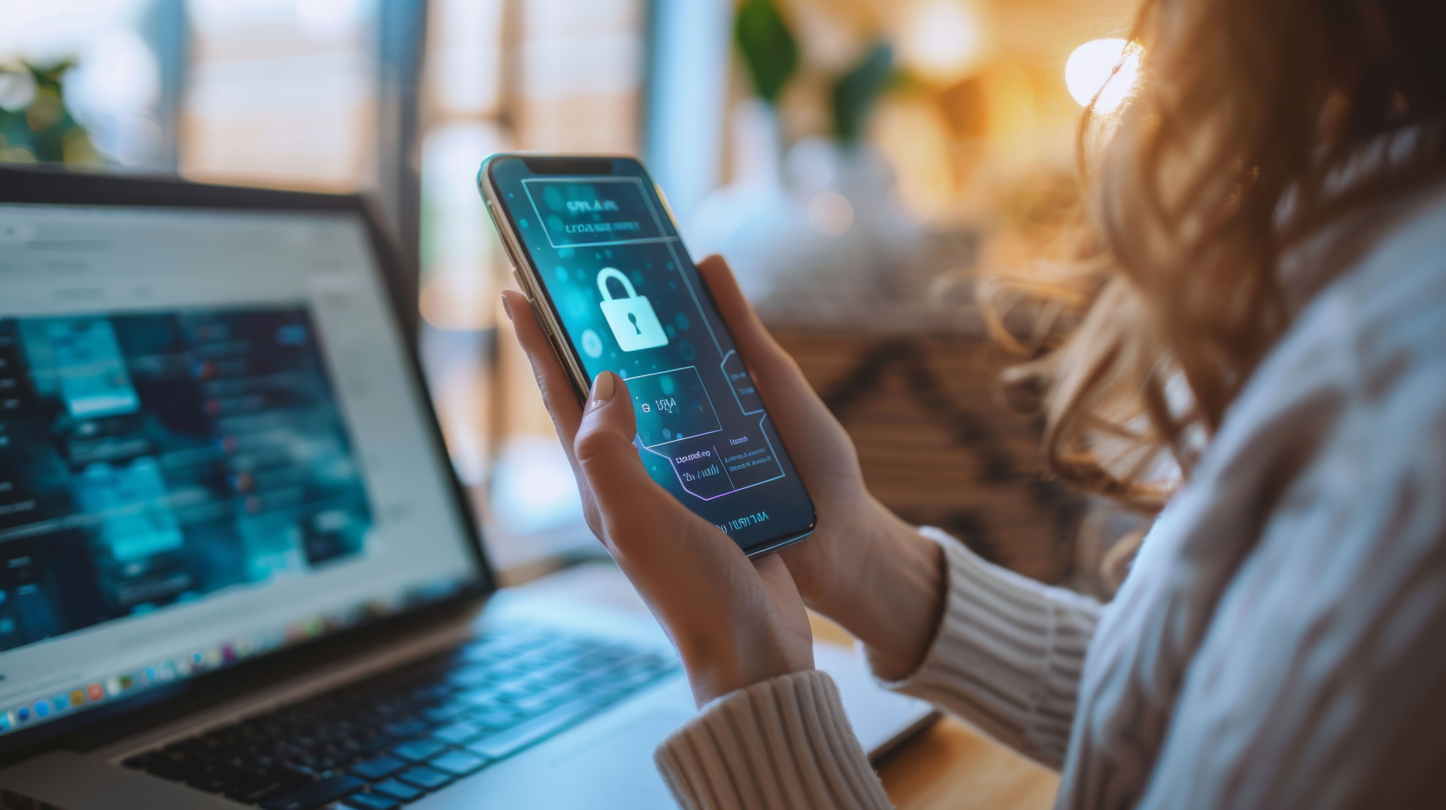 Bloqueo de ciberseguridad en una pantalla de teléfono móvil. Foto: Freepik