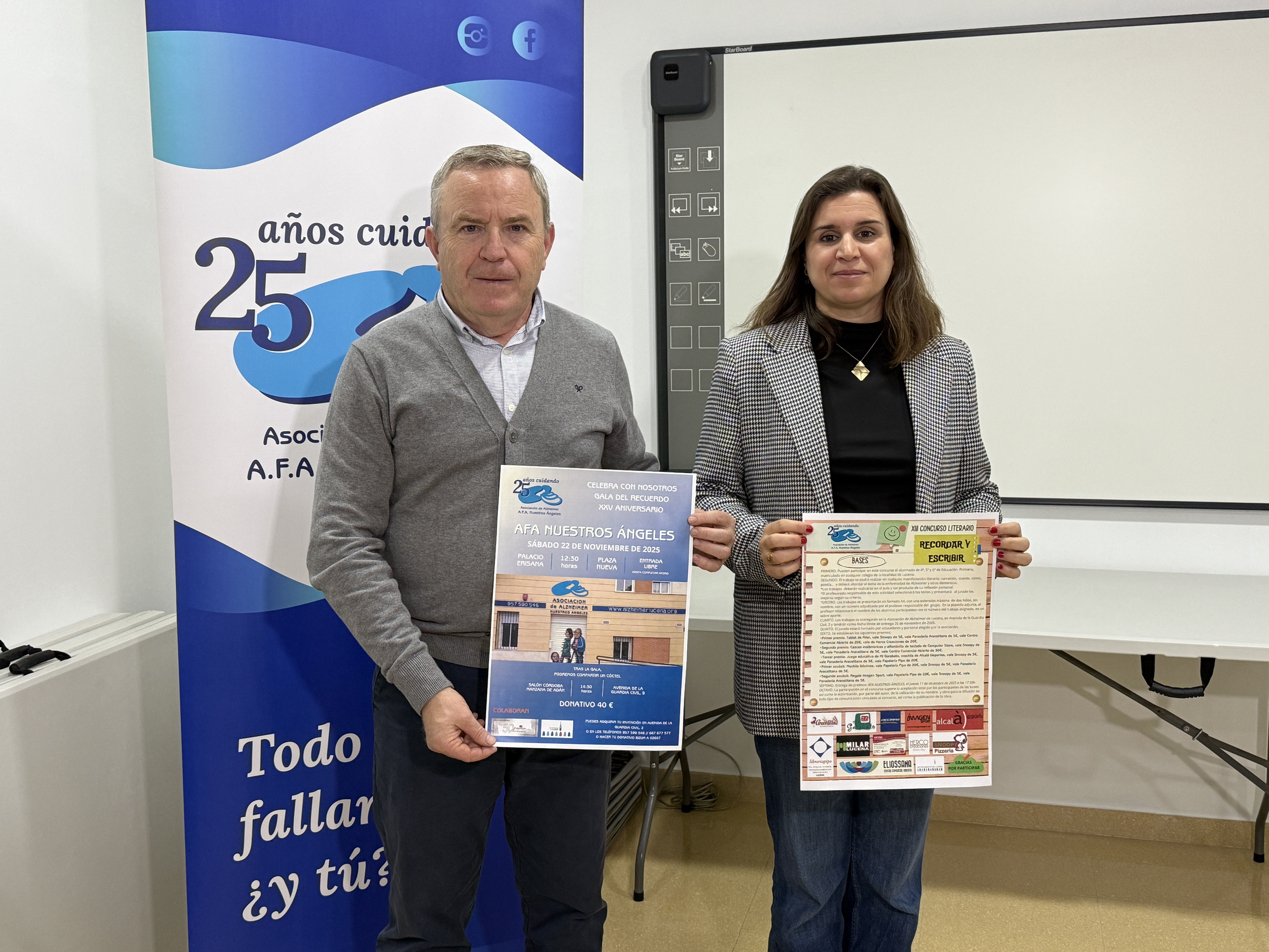 Antonio Ramírez, presidente de la asociación A.F.A. Nuestros Ángeles, y Araceli Rueda, directora del centro, presentan el acto conmemorativo y próximas actividades. Antonio Ramírez, presidente de la asociación A.F.A. Nuestros Ángeles, y Araceli Rueda, directora del centro, presentan el acto conmemorativo y próximas actividades.