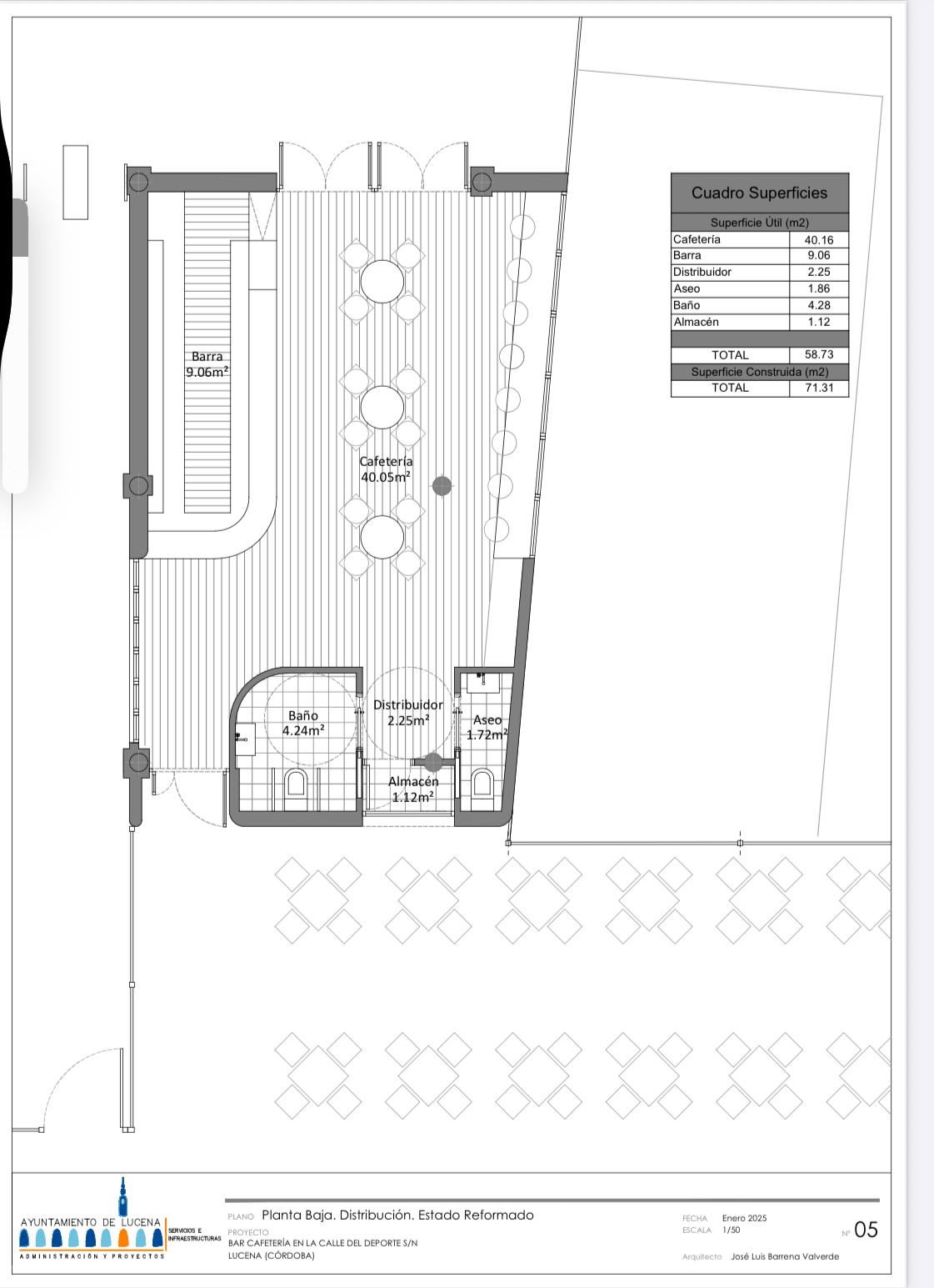 Plano de distribución del proyecto de edificación de las nuevas instalaciones.