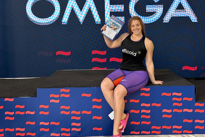 Elia María Cuenca en el Europeo Master de Natación celebrado en Polonia