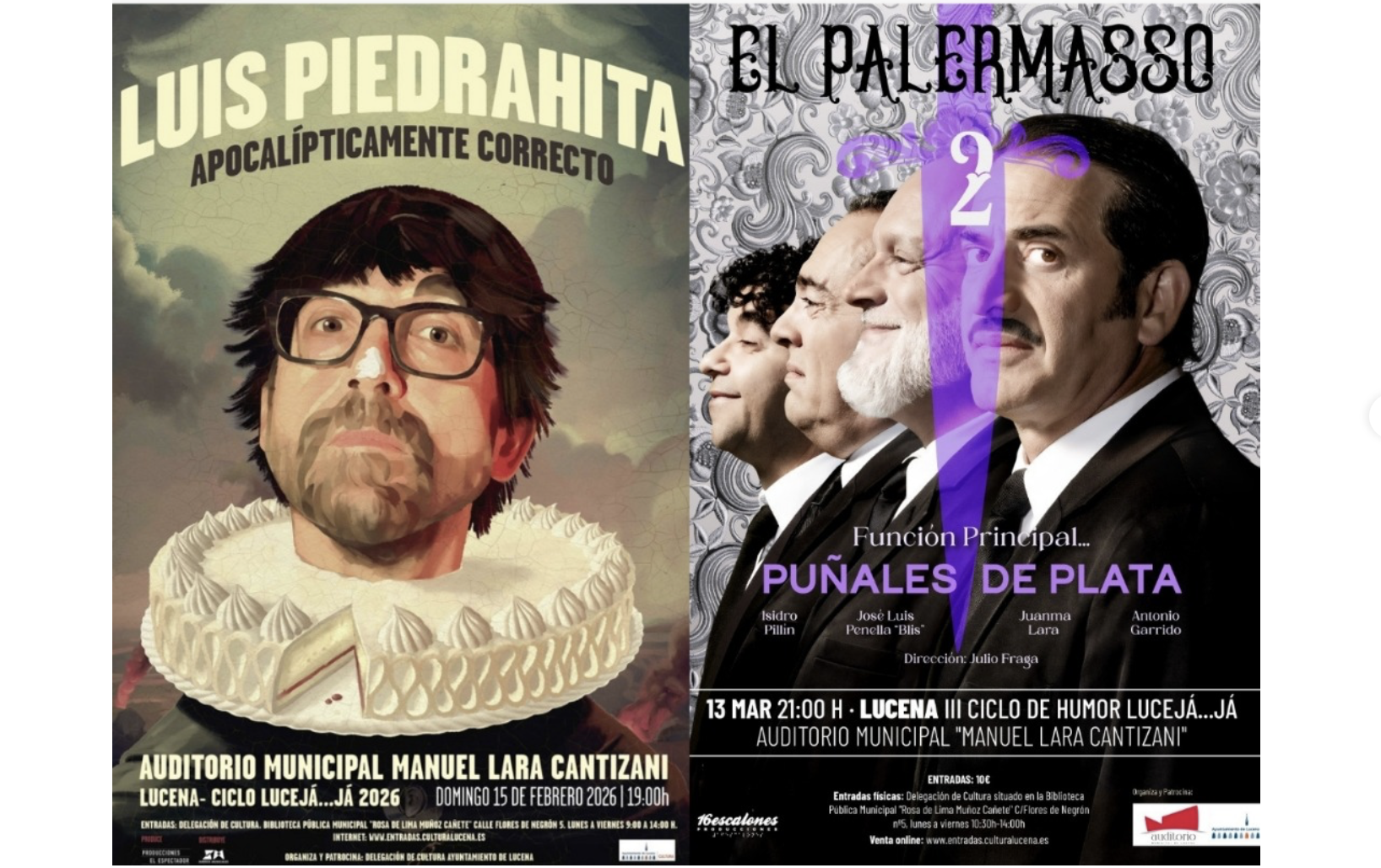 Detalle de los carteles anunciadores de los dos espectáculos