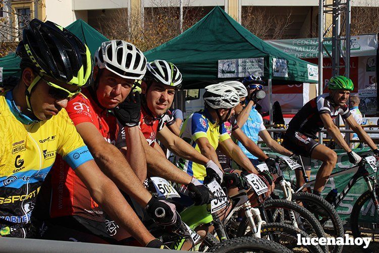 El ciclista gaditano Juan Domínguez y la cordobesa Elena Vilches ganan en Lucena en la primera prueba del I Circuito Provincial de BTT Rally