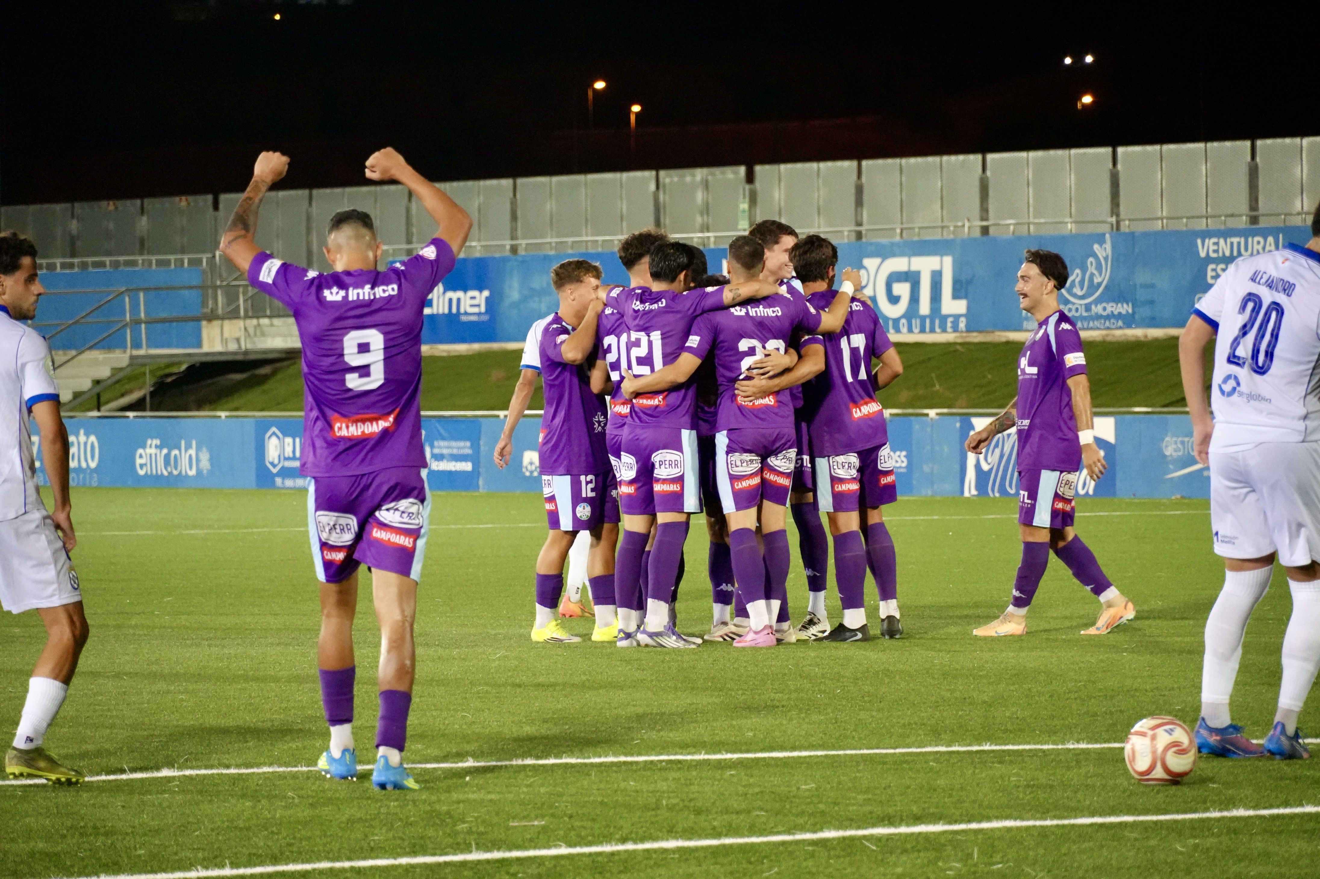 Pretemporada 2026 / Ciudad de Lucena - Melilla. Los locales celebran el primer gol del partido