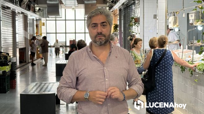 El concejal de Comercio, Francisco Barbancho durante la rueda de prensa en el Mercado de Abastos de Lucena. El concejal de Comercio, Francisco Barbancho durante la rueda de prensa en el Mercado de Abastos de Lucena.