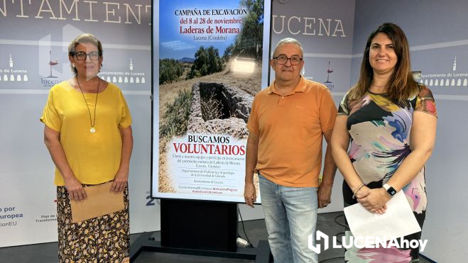 Charo Valverde, Daniel Botella y Mar Castro, durante la presentación de la intervención arqueológica en las Laderas de Morana. Charo Valverde, Daniel Botella y Mar Castro, durante la presentación de la intervención arqueológica en las Laderas de Morana.