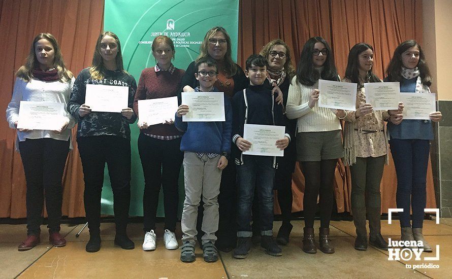  Alumnos galardonados en la fase provincial del certamen. Foto: Junta de Andalucía 