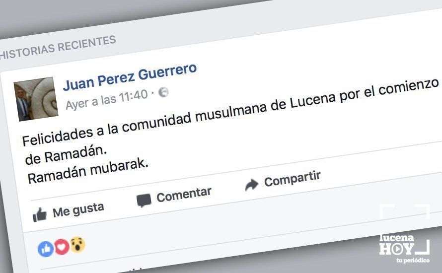  El tweet del alcalde de Lucena sobre el inicio del Ramadán 