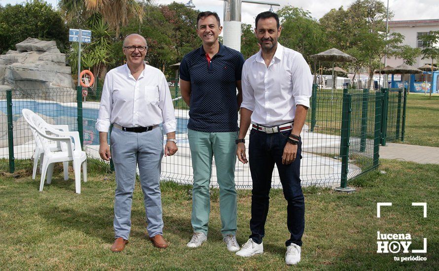  Lucas Gomez, Manuel Lara y Jose Antonio Priego, esta mañana en las piscinas 