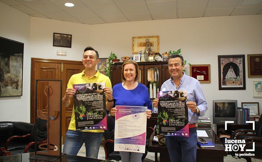  Manuel Lara, Emilia Gálvez y Miguel Muñoz Egea durante la presentación  los Foros Subbética Emprende. 